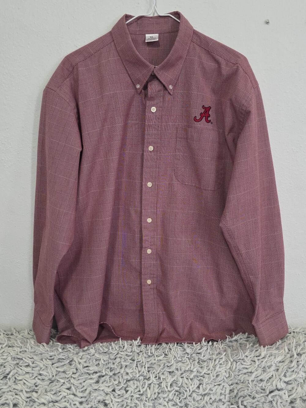 Alabama Crimson Tide Shirt Mens XL Button Down Long Sleeve Red White Plaid